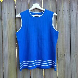 Pendleton Women's Size M Cornflower Blue Sleeveless Sweater Vest White Trim